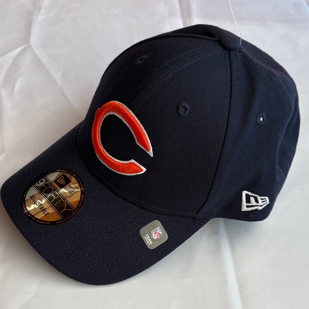 New Era NFL Bears Dark Blue Mens Cap Bright Orange Emblem CHIBEA Team Logo New
